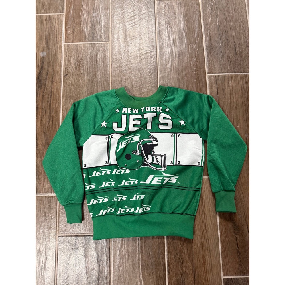 Vintage New York Jets Kids Sweatshirt NFL Green Football Graphic Size S 6-8 USA
